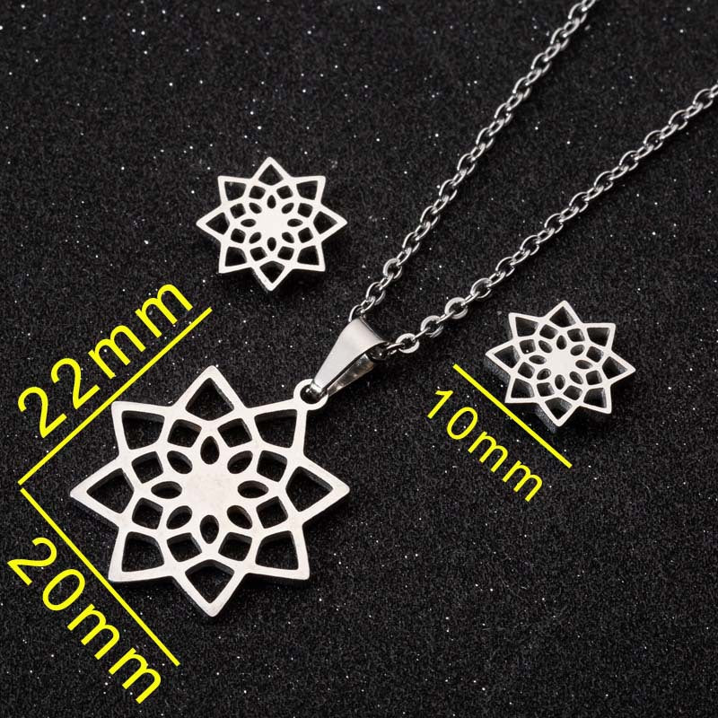 Wholesale 18K Gold Fashion New Snowflake Earrings Necklace Jewelry Set